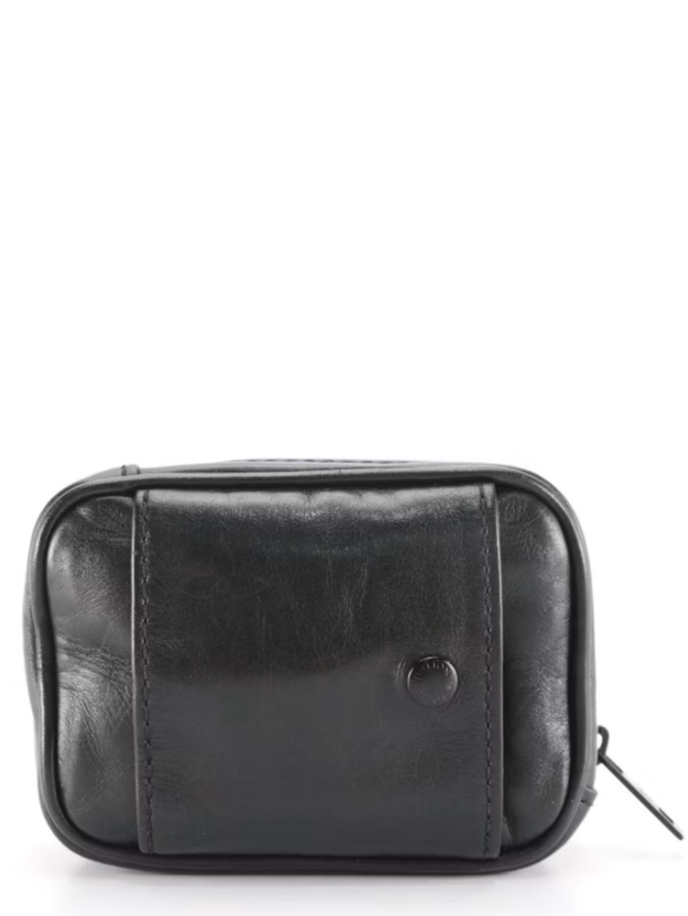 Louis Vuitton Mini Zip Around Pouch in Black Leather - Black Shadow Monogram